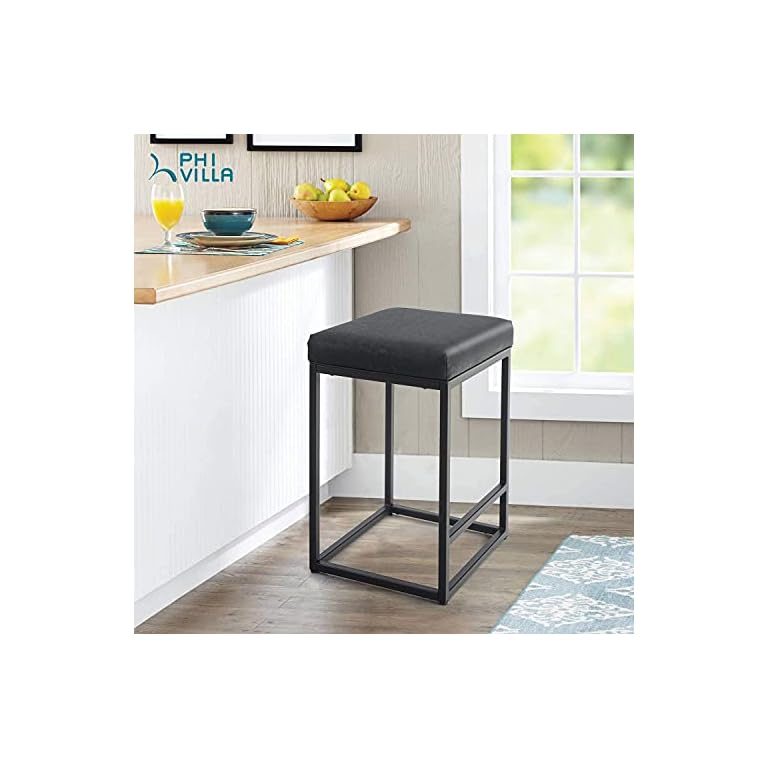 PHI VILLA Bar Stools Set Of 2 Counter Height,24 Inches Leather Counter